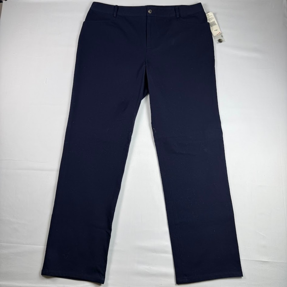 Lauren Ralph Lauren Womens 14W Navy Blue Straight Leg Stretch Trousers NWT
